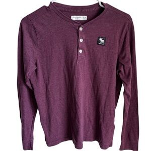 Abercrombie Kids Boys Maroon Henley Size 15-16 VGUC
